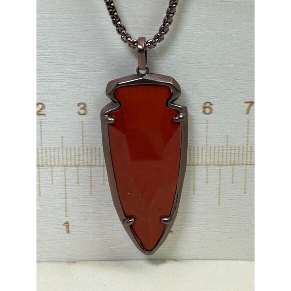 Kendra Scott Kimmy Arrowhead Arrow Necklace Red (Rust) Jasper Choc Brown Tone - Picture 1 of 10